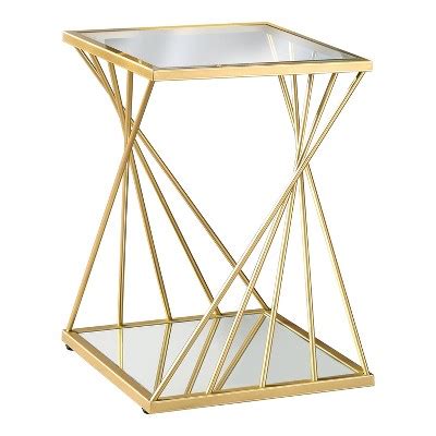 Rathlin Glass Top Side Table With Glass Top Gold Mibasics Target