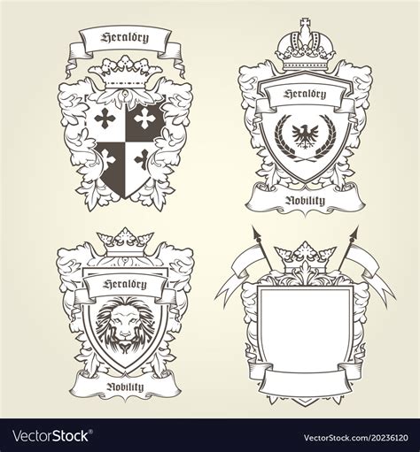 Coat Of Arms Templates Heraldic Shield Vector Image