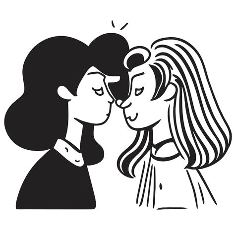 premium vector lesbian couple in love hand drawn flat stylish cartoon sticker icon concept