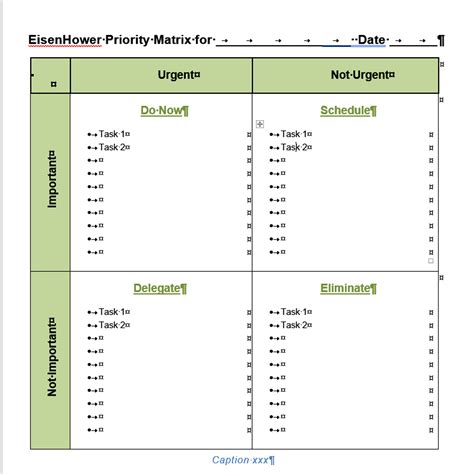 Action Priority And Eisenhowerurgent Important Matrix Template