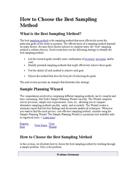 How To Choose The Best Sampling Method Sampling Statistics Sample