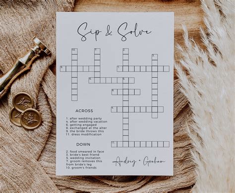 Wedding Crossword Puzzle Template Sip And Solve Bridal Etsy Finland