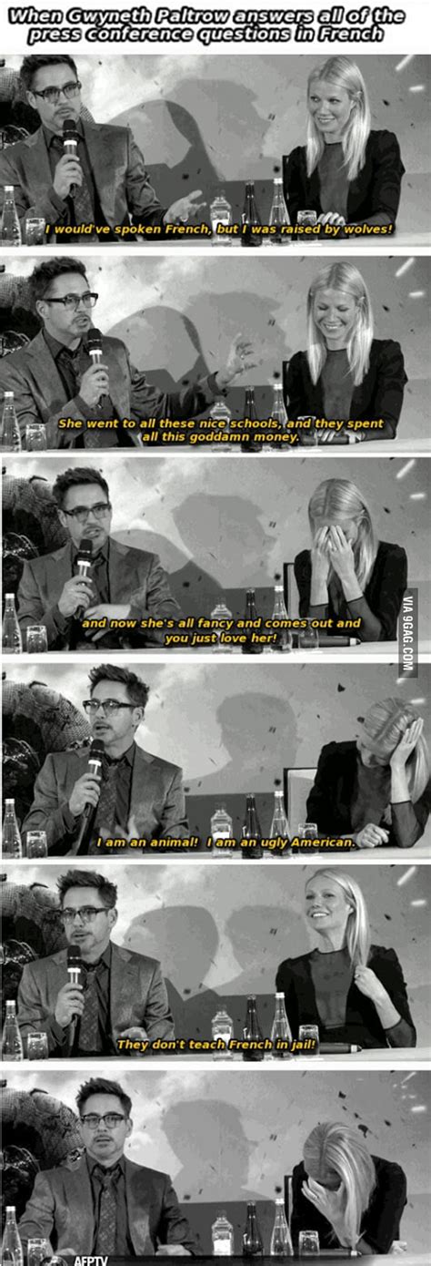 Robert Downey Jr And Gwyneth Paltrow At A French Press Conference Gag