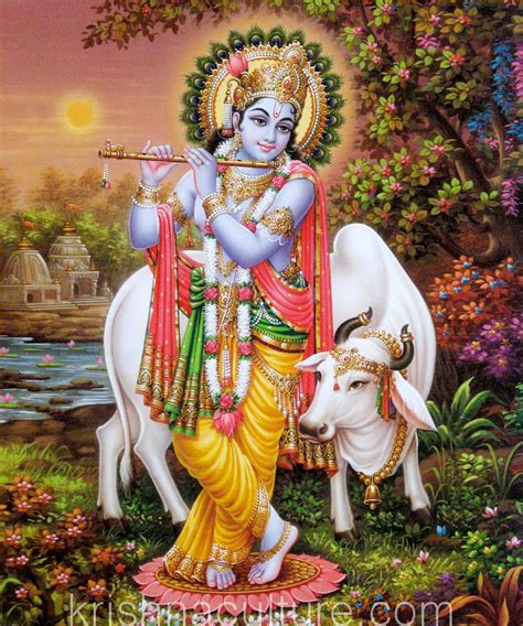 Krishna With Cow At Dusk Canvas Art 15x18 Krishna Culture