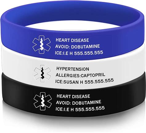 Hojaster Medical Alert Bracelets Personalized Silicone