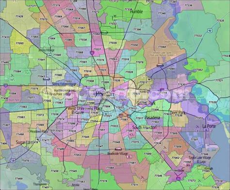 Houston Zip Codes Harris County Tx Zip Code Boundary Map