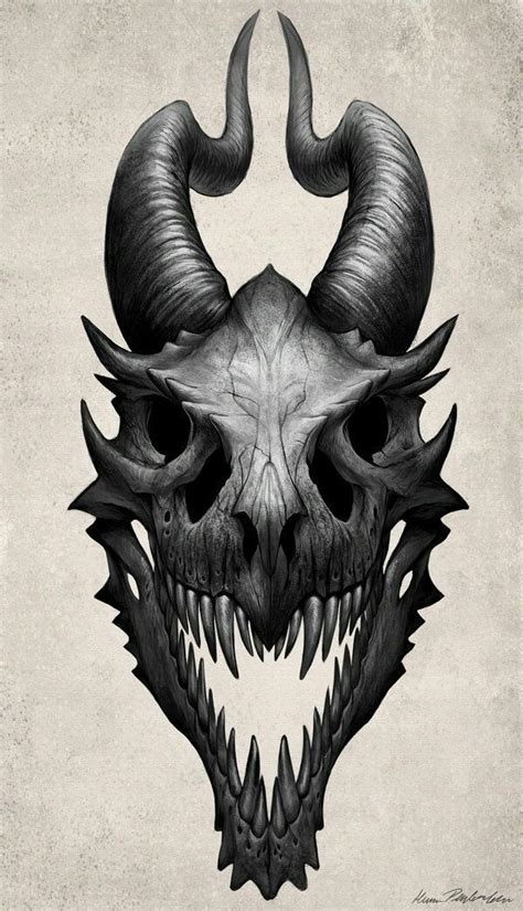 Dragon Skull Dragons Skull Art Print Skull Art Dragon Art