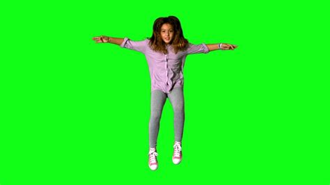 Happy Little Girl Jumping Up And Down On Green Screen Video From Pikwizard