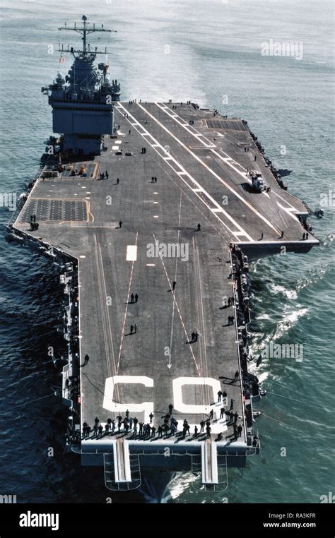 1978 An Aerial Bow View Of The Nuclear Powered Aircraft Carrier Uss
