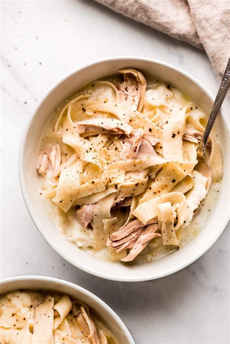 Chicken And Noodles Over Mashed Potatoes Garnish And Glaze