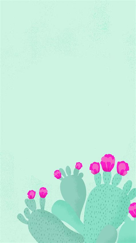 Download A Cactus Plant With Pink Flowers On A Green Background