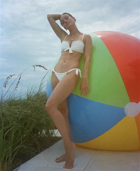 Brie Larson Showing Off Fabulous Body In Tiny Bikini Posing By A Huge Beach Ball Celeblr