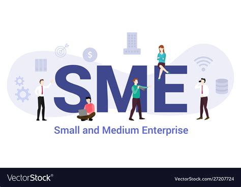 Sme Small And Medium Enterprise Concept With Big Vector Image