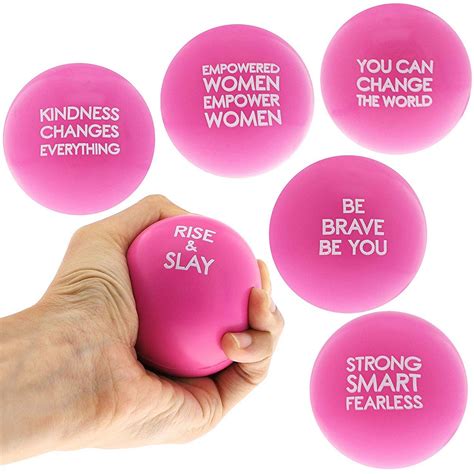 Pink Stress Balls With Motivational Sayings 6 Pack