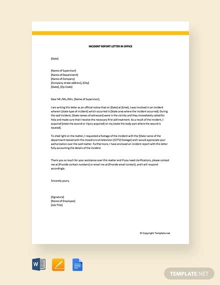 An omission of a particular part of the incident should not be done, as well as exaggerating observed actions. 6+ Incident Report Letter Examples - PDF | Examples