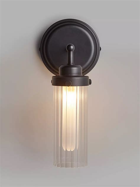 John Lewis And Partners Ribbed Glass Bathroom Wall Light Black At John Lewis And Partners