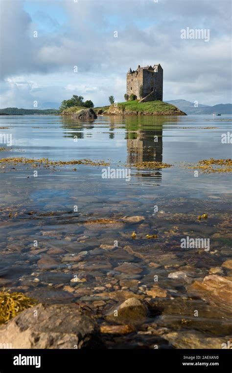 Castle Stalker On A Small Tidal Island In Loch Laich An Inlet Of Loch