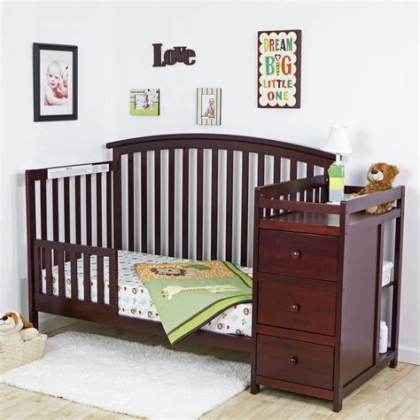 5 In 1 Side Convertible Crib Changer Nursery Furniture Baby Toddler Bed