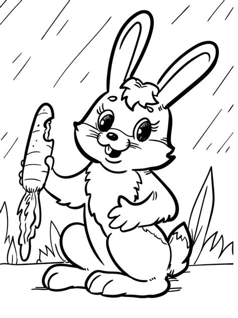 Rabbit Bitting Carrot Coloring Page Free Printable Coloring Pages For