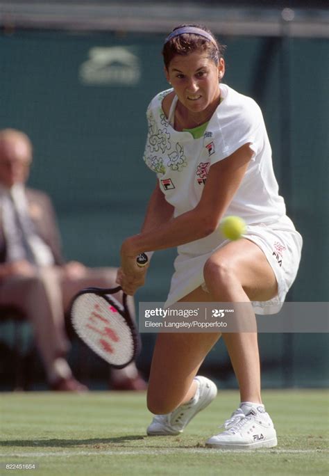 monica seles of yugoslavia in action during a women s singles match monica seles wimbledon