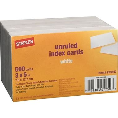 Case comes with 5 clear poly dividers to. Staples Index Cards, 3" x 5" Unruled, White, 500/Pack (23631/40800) | Staples®