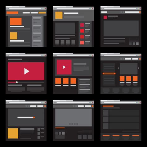Wireframe Element Mobile And Webpage Layout Template In Flat Design