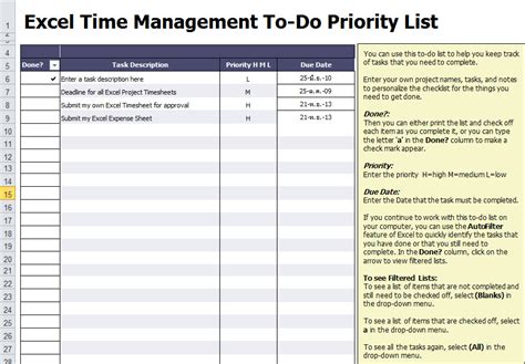 To Do List Template For Microsoft Excel