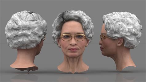 Asian Grandma Head Wearing Glasses 3d Model 79 Gltf Obj Ma Max