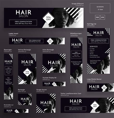 Although hair styling is important, it's often secondary, because even the messiest hairstyles in this case your hairstyle will be read appealing and harmonious even if it's the shaggiest unkempt 'do. Mega Bundle | Hair Salon | Web banner design, Banner ...