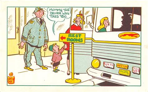 Postcardy The Postcard Explorer Greyhound Bus Cartoons By Wally Falk