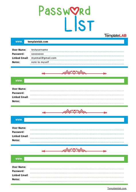 Las 20 Mejores Plantillas De Listas De Contraseñas Word Excel Y Pdf