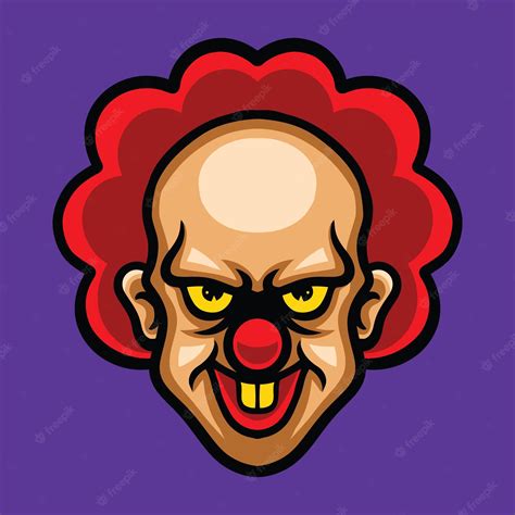 Premium Vector Creepy Clown Head Illustration
