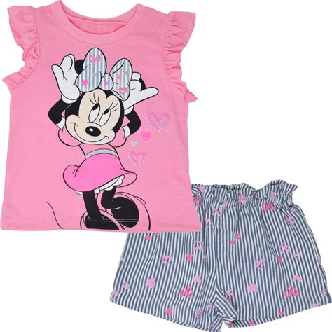 Disney Minnie Mouse Toddler Girls T Shirt And Shorts Outfit Set Infant