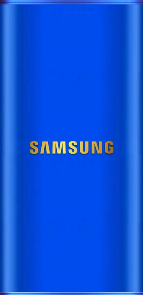 The Samsung Logo Is Shown In Gold On A Blue Background With Red And