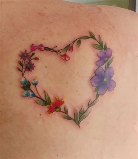 Heart And Flowers Tattoo On Shoulder Heart Flower Tattoo Small Heart