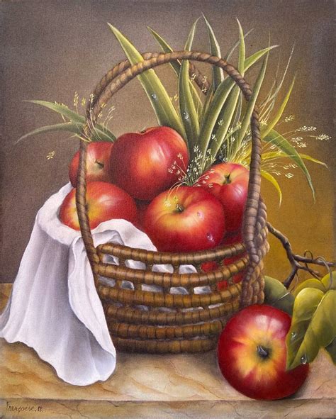 Apple Basket Painting By Francoise Anne Marie Charlesdelabrousse