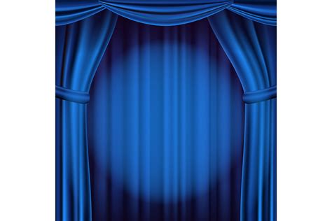 Blue Theater Curtain Vector Theater Opera Or Cinema Scene Realistic