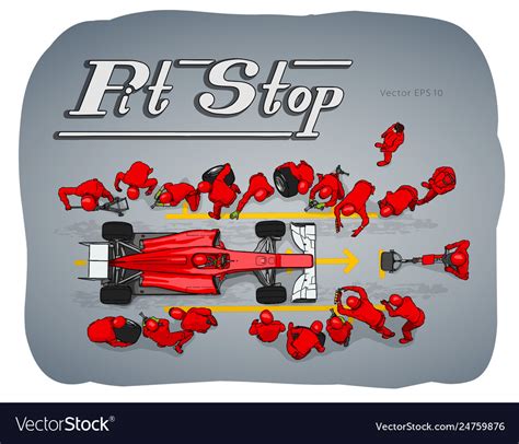 Formula Race Car In Pit Stop Sketch Royalty Free Vector