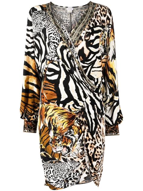 Camilla Ruched Tiger Print Mini Dress Farfetch