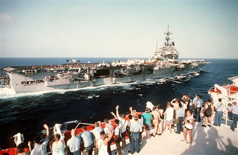 The Aircraft Carrier Uss Independence Cv 62 Is Seen From The Deck Of
