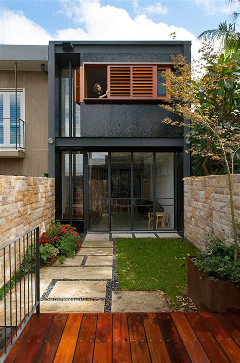 A Bold Black And Wood Exterior Was Given To This Terrace House In Sydney
