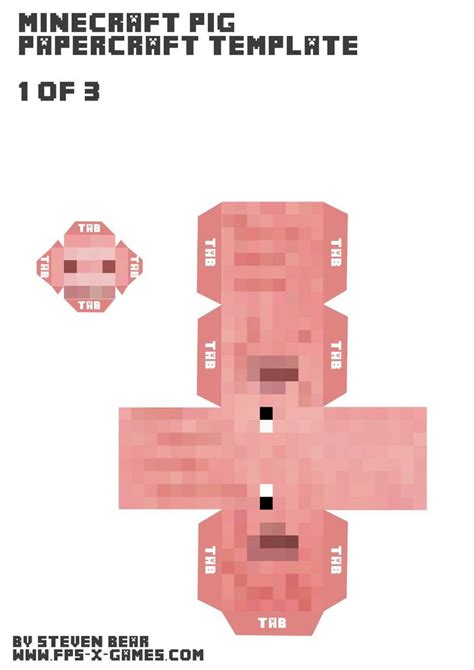 Minecraft Pig Head Template 1 3png 1131×1600 Pixels Minecraft