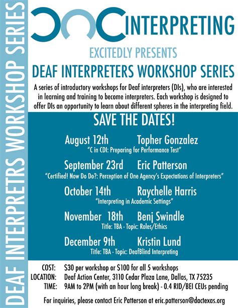 Deaf Interpreters Workshop Series Workshop 2017 Dfw Deaf Network Of