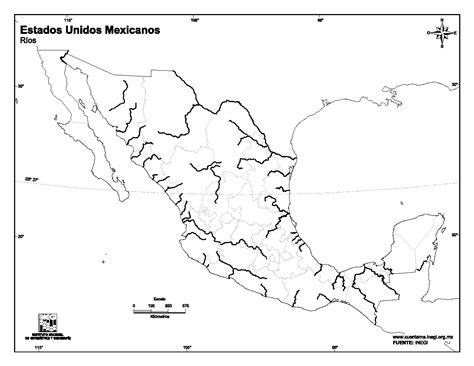 Mapa Para Imprimir De México Mapa Mudo De Ríos De México Inegi De