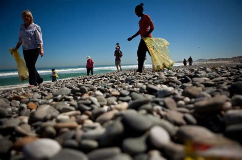 Volunteers Pick Up Trash On Sunset Beach Cape Town South Africa As