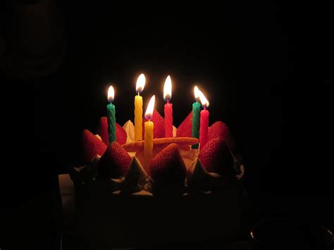HD Wallpaper Lighted Candles On Strawberry Cake Birthday Candles