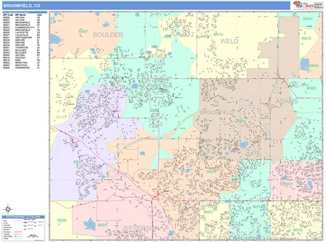Broomfield Colorado Wall Map Color Cast Style By Marketmaps