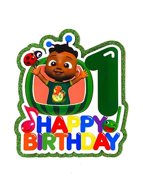 Cody Cocomelon Happy Birthday Age Cake Topper Glitter Cardstock