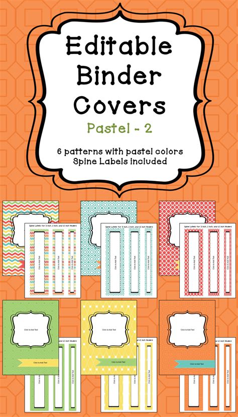 Editable Binder Covers And Spines In Pastel Binder Covers Binder