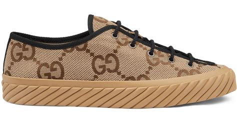 Gucci Canvas Maxi Gg Sneaker In Beige Natural For Men Lyst Uk
